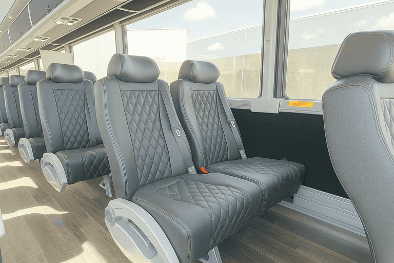 interior of St. Louis Shuttle Bus Rentals charter bus